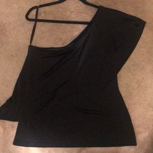 WHBM one shoulder top with top peplum, silicone at neckline